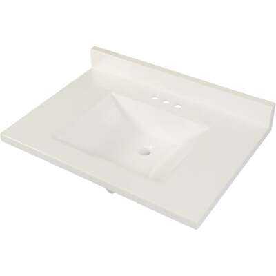 Modular Vanity Tops 31 In. W x 22 In. D Solid White Cultured Marble Vanity Top with Rectangular Wave Bowl