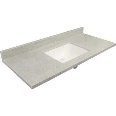 Modular Vanity Tops 49 In. W x 22 In. D Pewter Cultured Marble Vanity Top with Rectangular Wave Bowl
