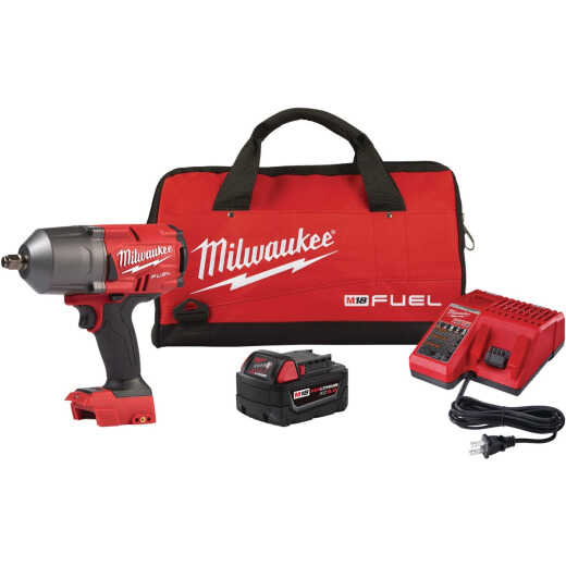 Milwaukee M18 FUEL Brushless 1/2 In. High Torque Cordless Impact Wrench Kit with Friction Ring & 5.0 Ah Resistant Battery & Charger